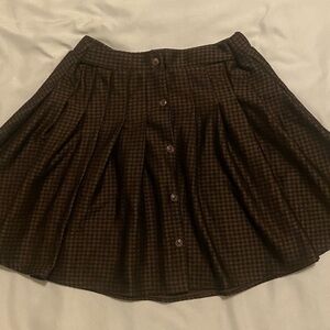 Zara Girls Burgundy and Black Checkered Button-Front Skirt